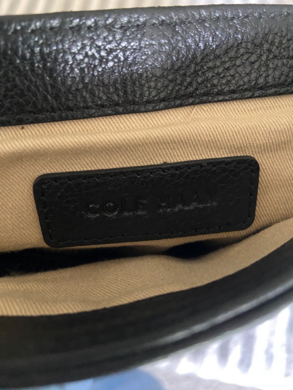 COLE HAAN reporter VTG PEBBLED Messenger Leather Black Crossbody men bag - Picture 6 of 10